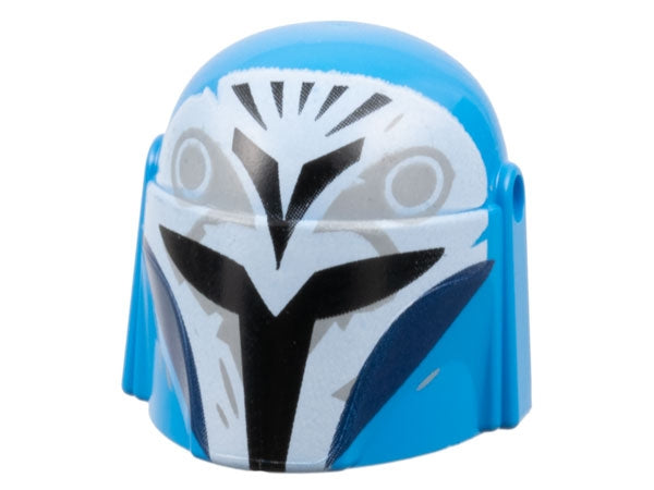 Bo-Katan Helmet Lego, SW Mandalorian with Black, White, Dark Tan and Dark Blue Pattern