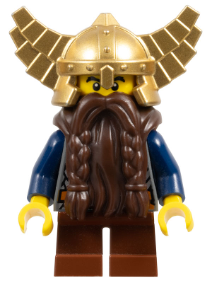 Fantasy Era - Dwarf, Dark Brown Beard, Metallic Gold Helmet with